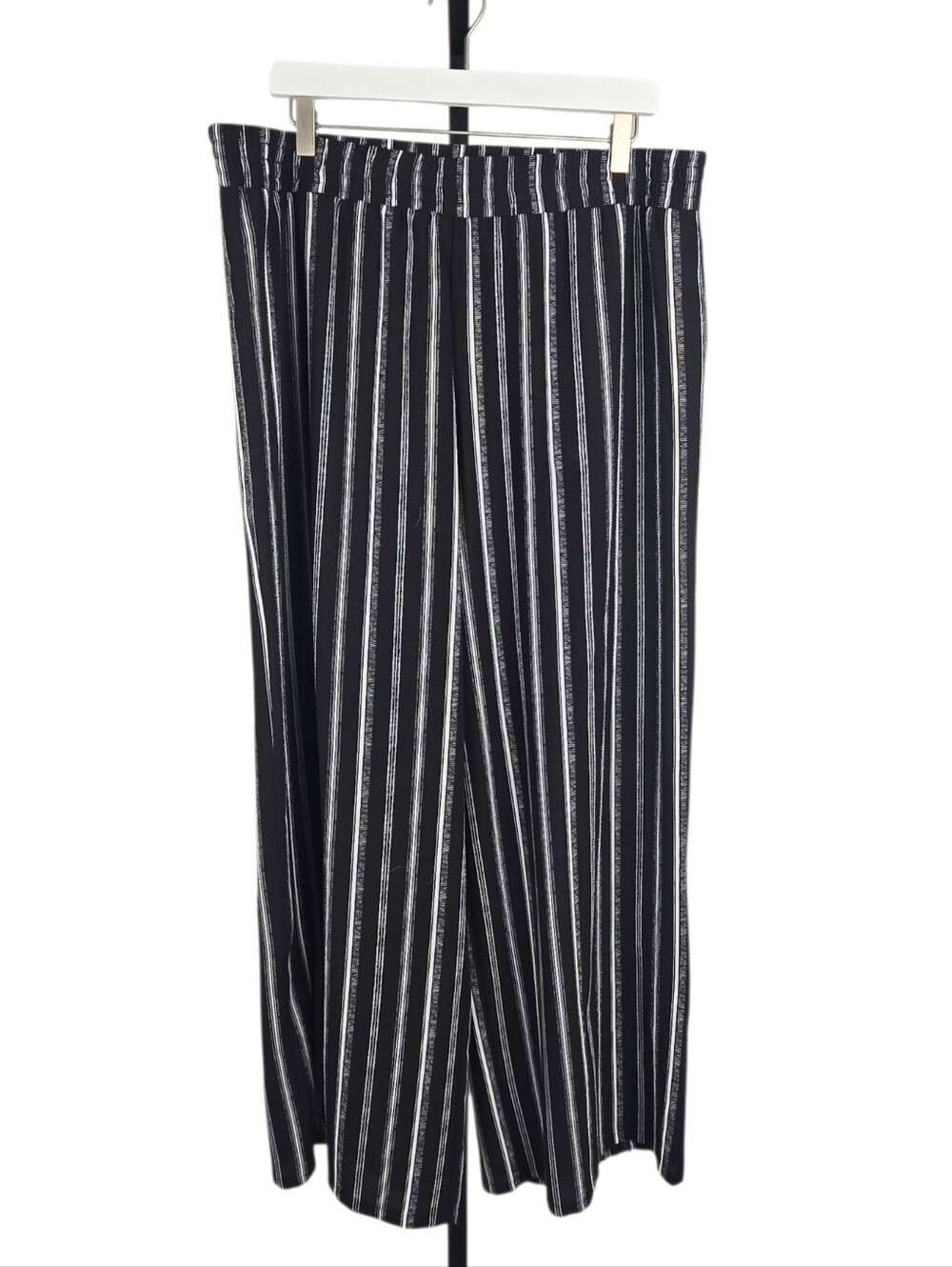 Apt. 9 Wide Leg Pants Striped Elastic Waist Pull On Black White XL